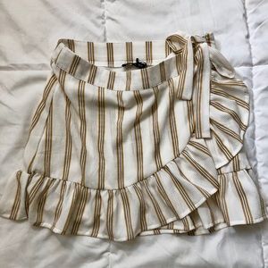 Striped Wrap Ruffled Skirt